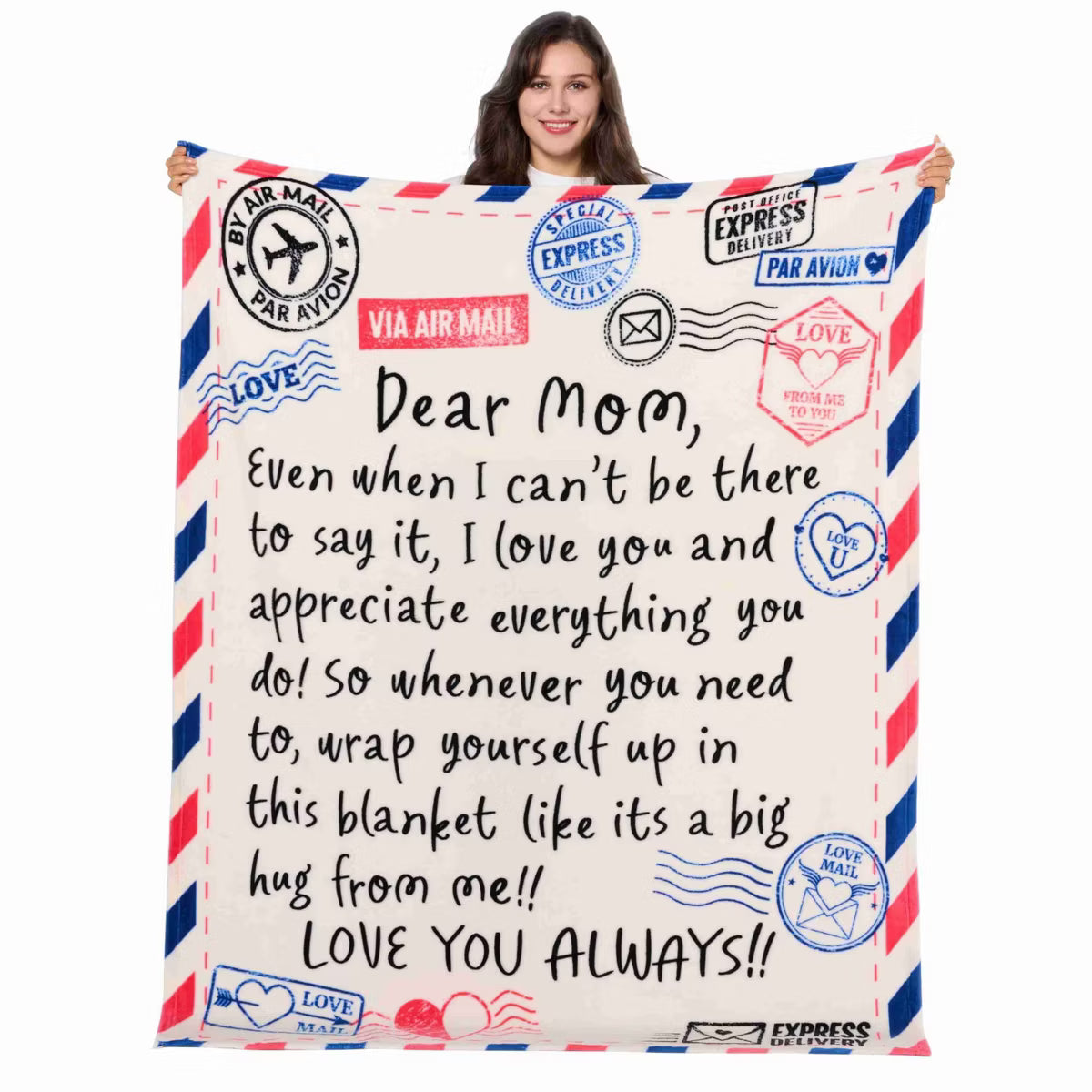 Mom Super Mom Blanket for Women Wife Grandma Mothers Day Soft Flannel Christmas Birthday Throw Blanket Gifts from Daughter Son 50" x 70" Ivory White