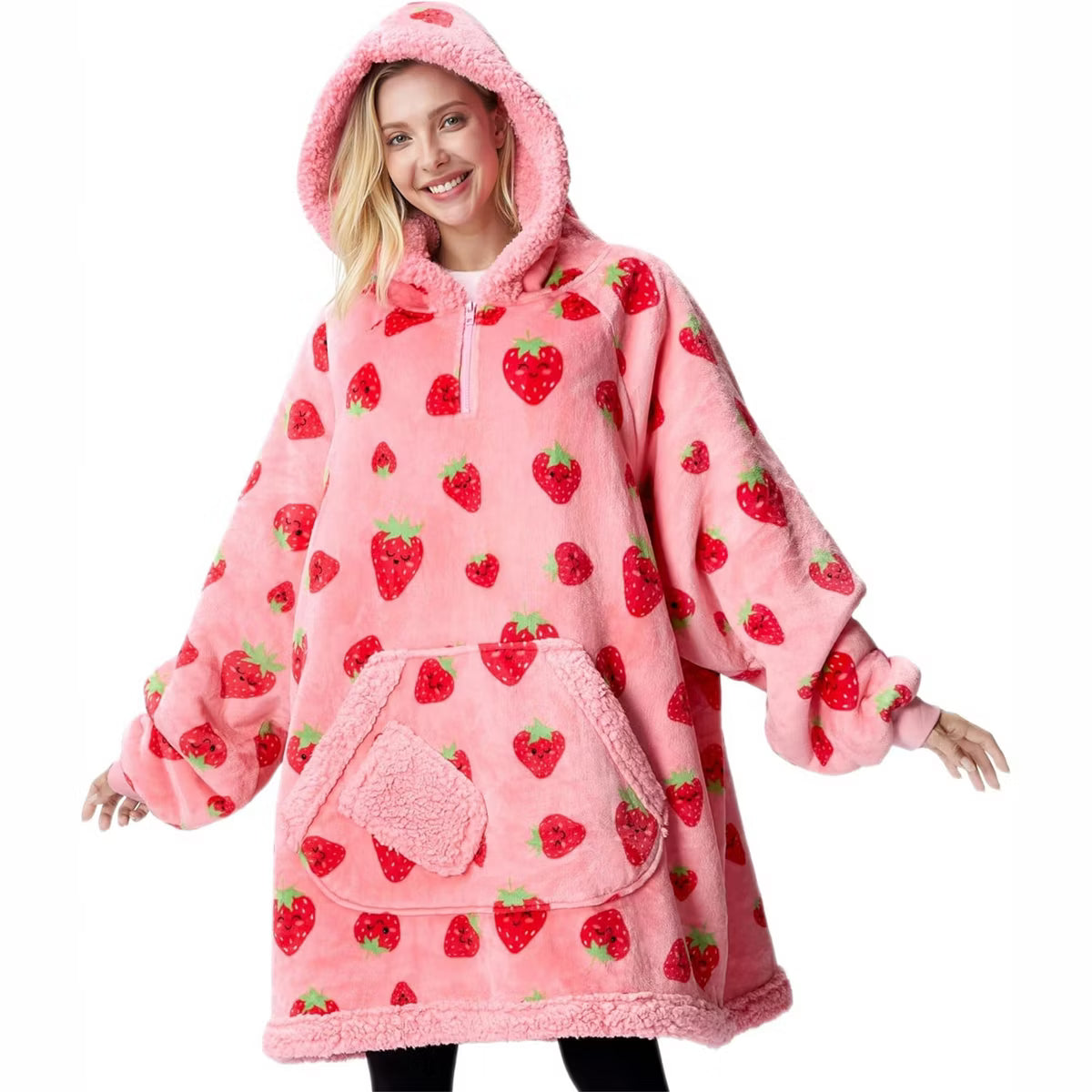 Joyfy Wearable Blanket Hoodie for Women, Oversized Flannel Fleece Sweatshirt Blanket, Cozy Warm Blanket Birthday Gifts for Adults Women