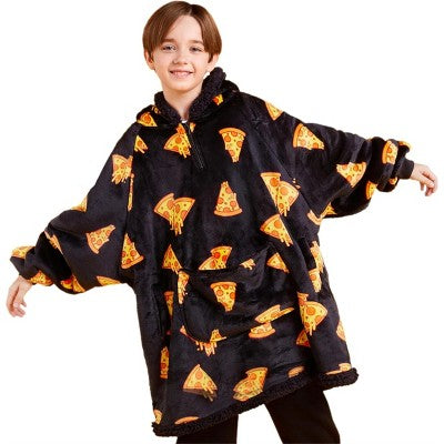 Joyfy Wearable Blanket Hoodie for Girls Boys, Oversized Flannel Fleece Sweatshirt Blanket with Pocket & Sleeves, Cozy Blanket Birthday Gifts for Kids