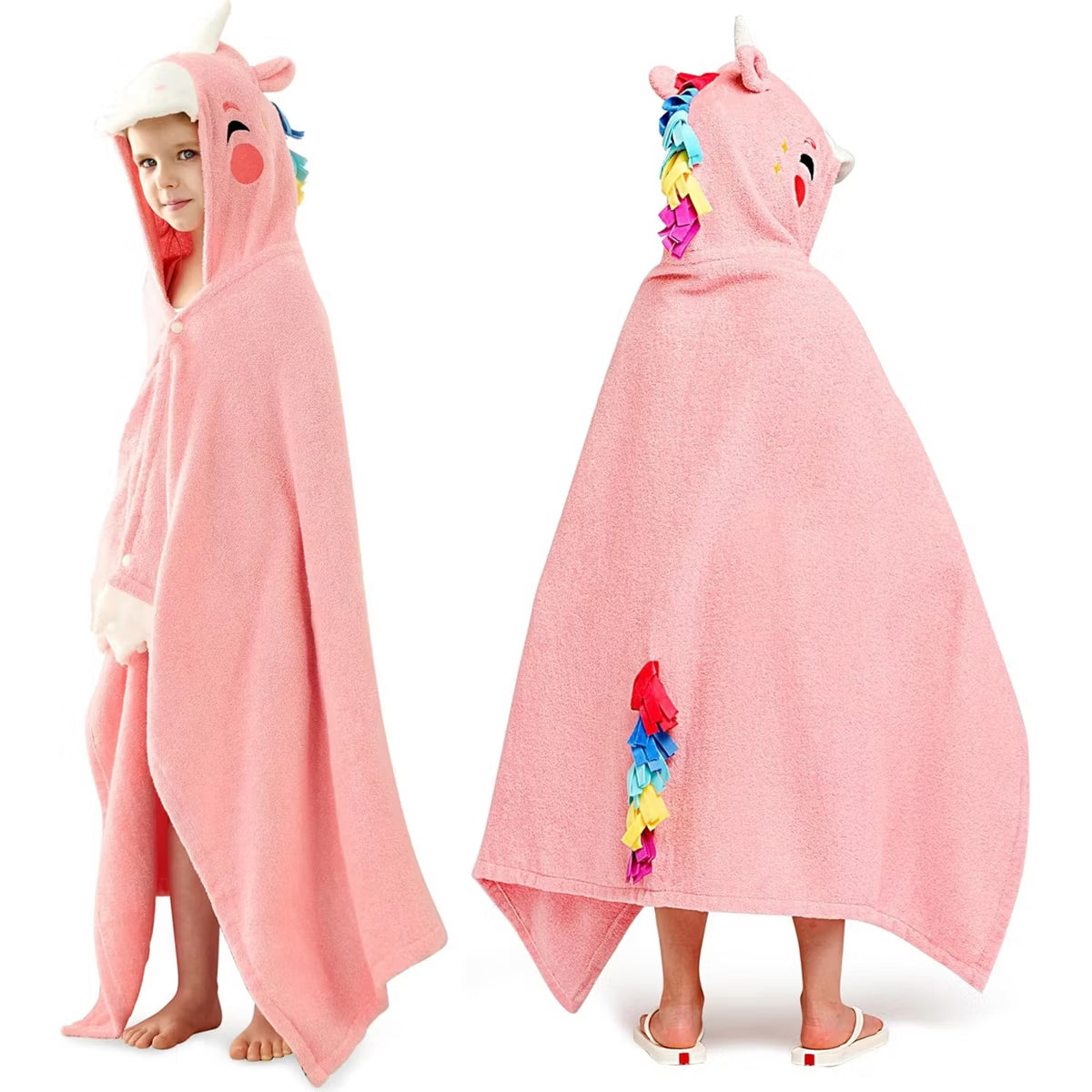 Joyfy Unicorn Hooded Towel for Kids - Soft 100% Cotton Bath Beach Towel - 30" x 50" for Kids 3-10 Years - Absorbent Swim Towel Pullover for Boys Girls