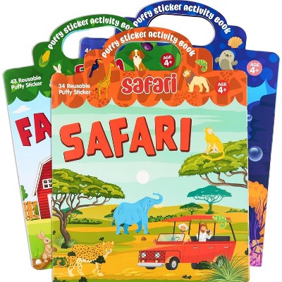 Joyfy 3 Set Puffy Sticker Books for Kids 3-6, Farm, Ocean, Safari,
Reusable Sticker Activity Books Crafts Gifts for Todders Boys Girls 2-4