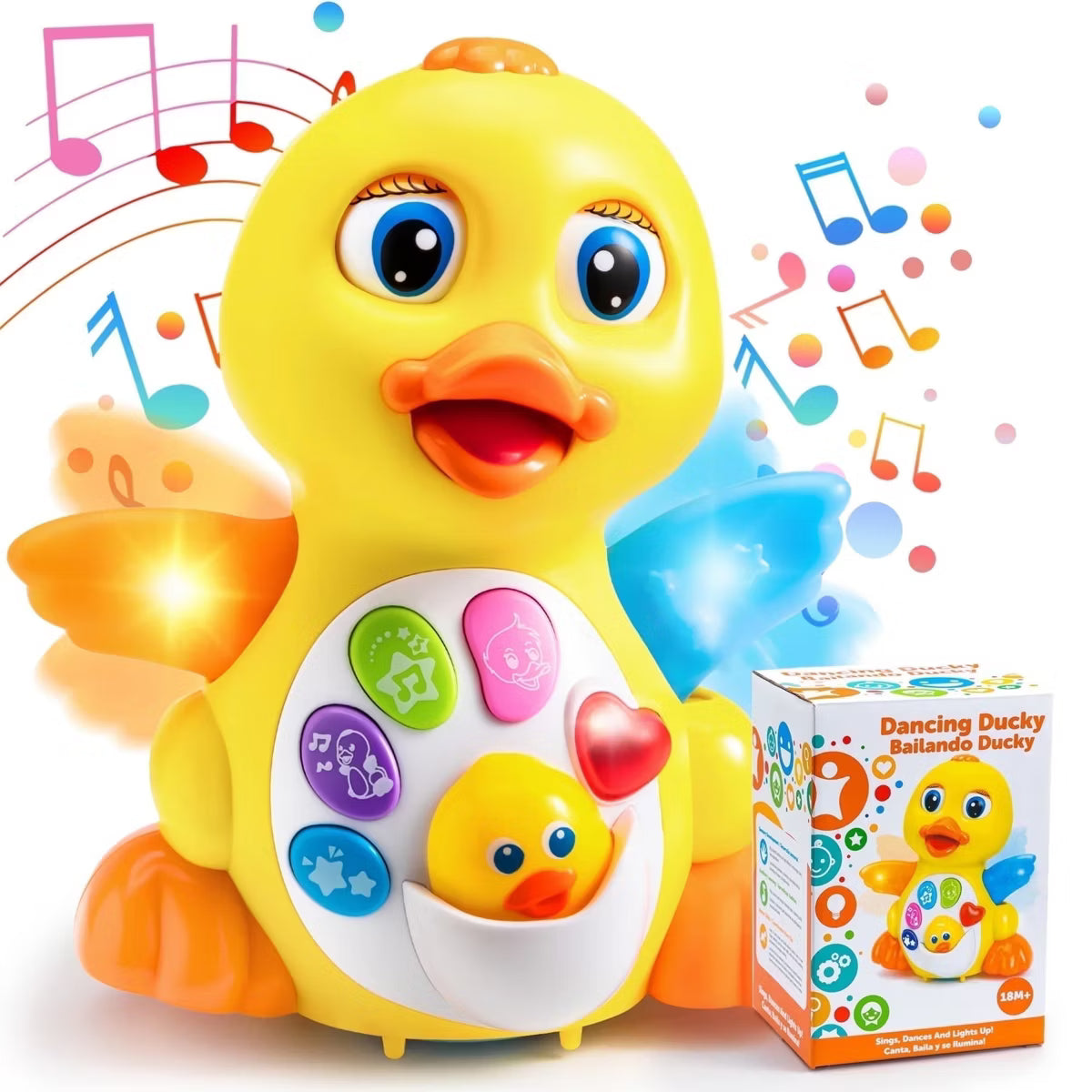 Joyfy Musical Toys for Toddlers 1 2 3 Year Old, Dancing Walking Duck Toy with Music & Lights, Learning Toy for Baby Kids, Christmas Birthday Gifts