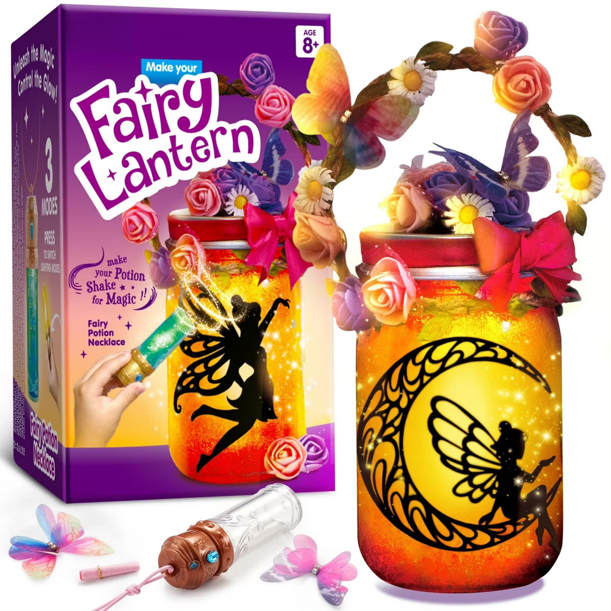 Joyfy Fairy Lantern Craft Kit, 2-in-1 Rose Light & String Light for Kids, Arts and Crafts, DIY Art Kit, Ideal Gift for Girls Age 8+