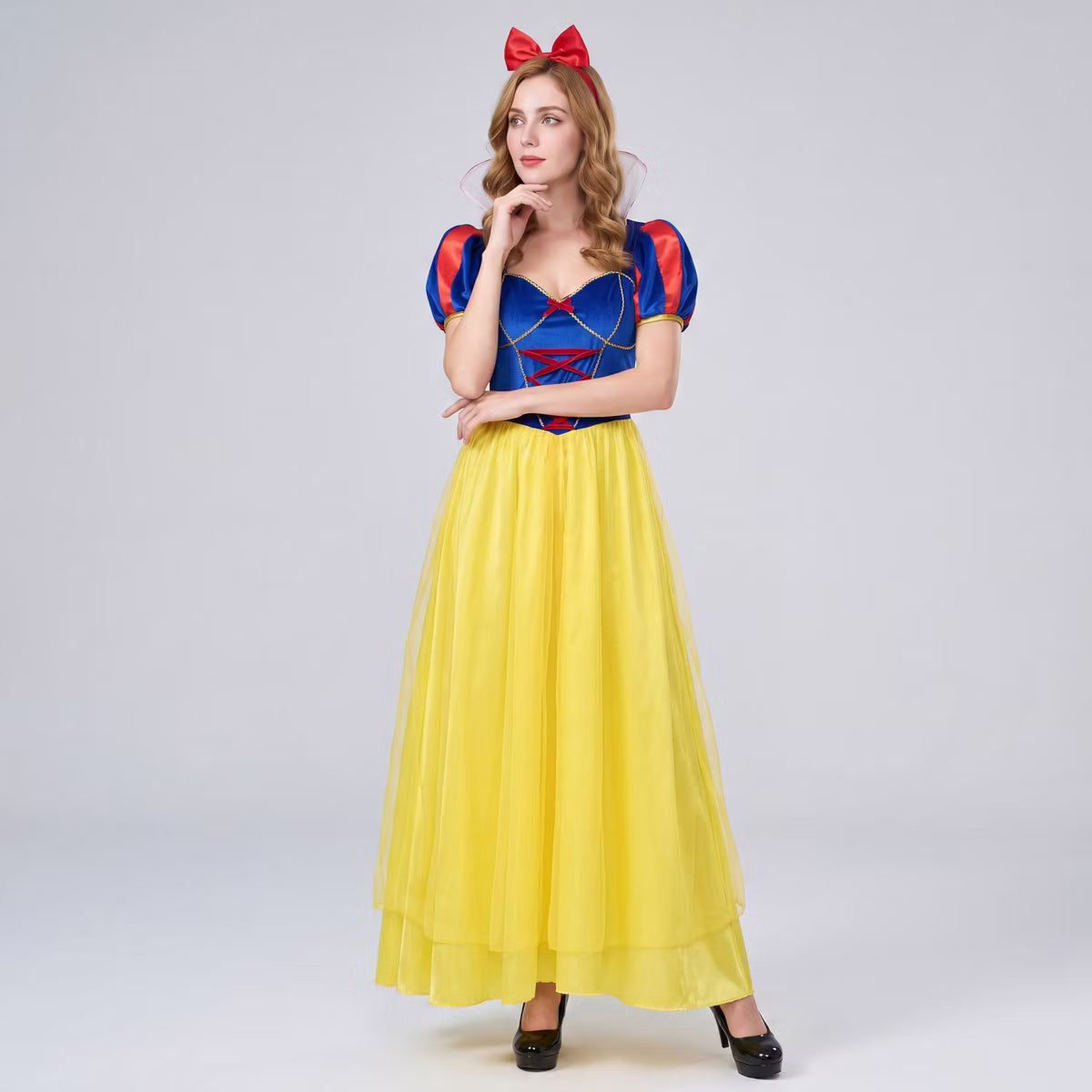 Joyfy Halloween Costume for Women Snow Princess Dress, Halloween Costume with Headwear for Dress Up Cosplay Party Decor-M