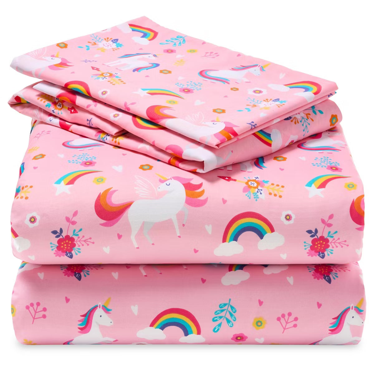 Joyfy Kids Twin Sheet Set Unicorn- 3 Piece Soft Microfiber Bed Sheets- Cozy Toddler Bedding Set for Boys Girls Teens