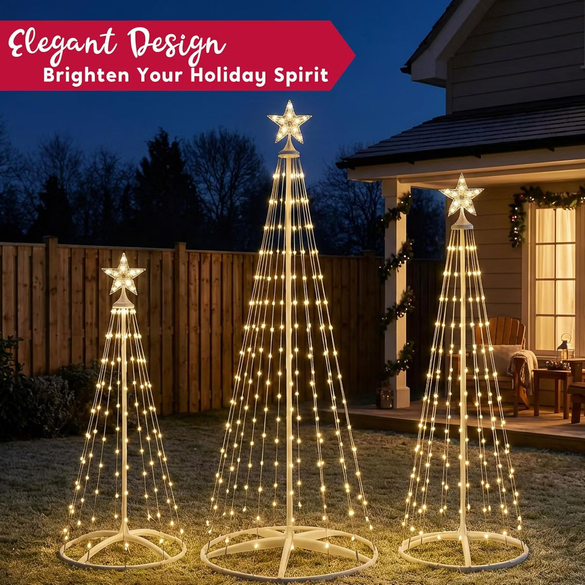 3 PCS LED Cone Tree Light (Warm White)