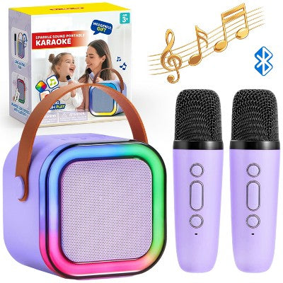 Joyfy Kids Karaoke Machine w/ 2 Wireless Mics for Kids and Adults, Bluetooth Speaker Toys, Birthday Christmas Girls Gift for Kids 3-12+, Purple