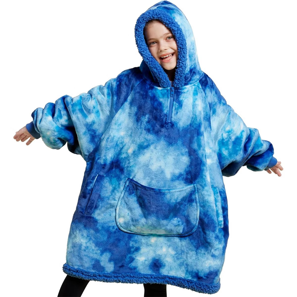 Joyfy Wearable Blanket Hoodie for Girls Boys, Oversized Flannel Fleece Sweatshirt Blanket with Giant Pocket & Sleeves for Kids Birthday Gifts