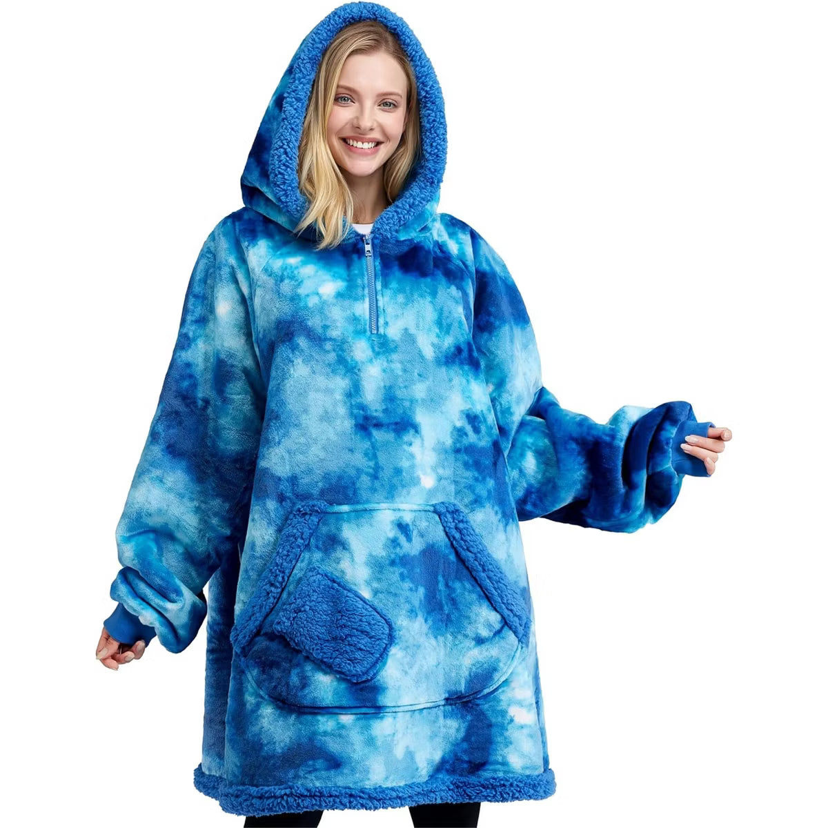 Joyfy Wearable Blanket Hoodie for Women Men, Oversized Flannel Fleece Sweatshirt Blanket with Pocket & Sleeves, Cozy Blanket Birthday Gifts for Adults