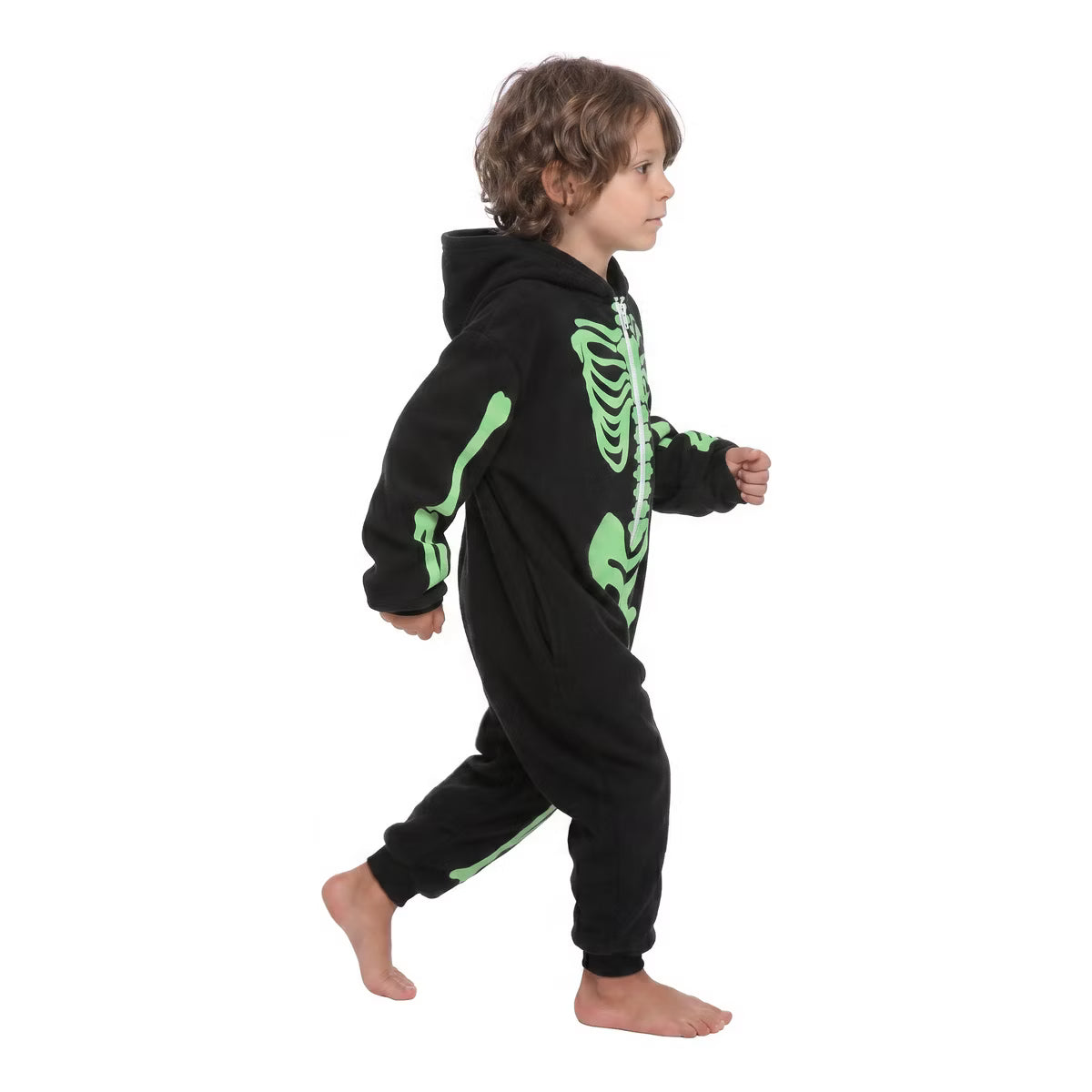 Joyfy Halloween Skeleton Jumpsuit Kids' Skeleton Pajama for Halloween Party (Glow in the Dark) - S
