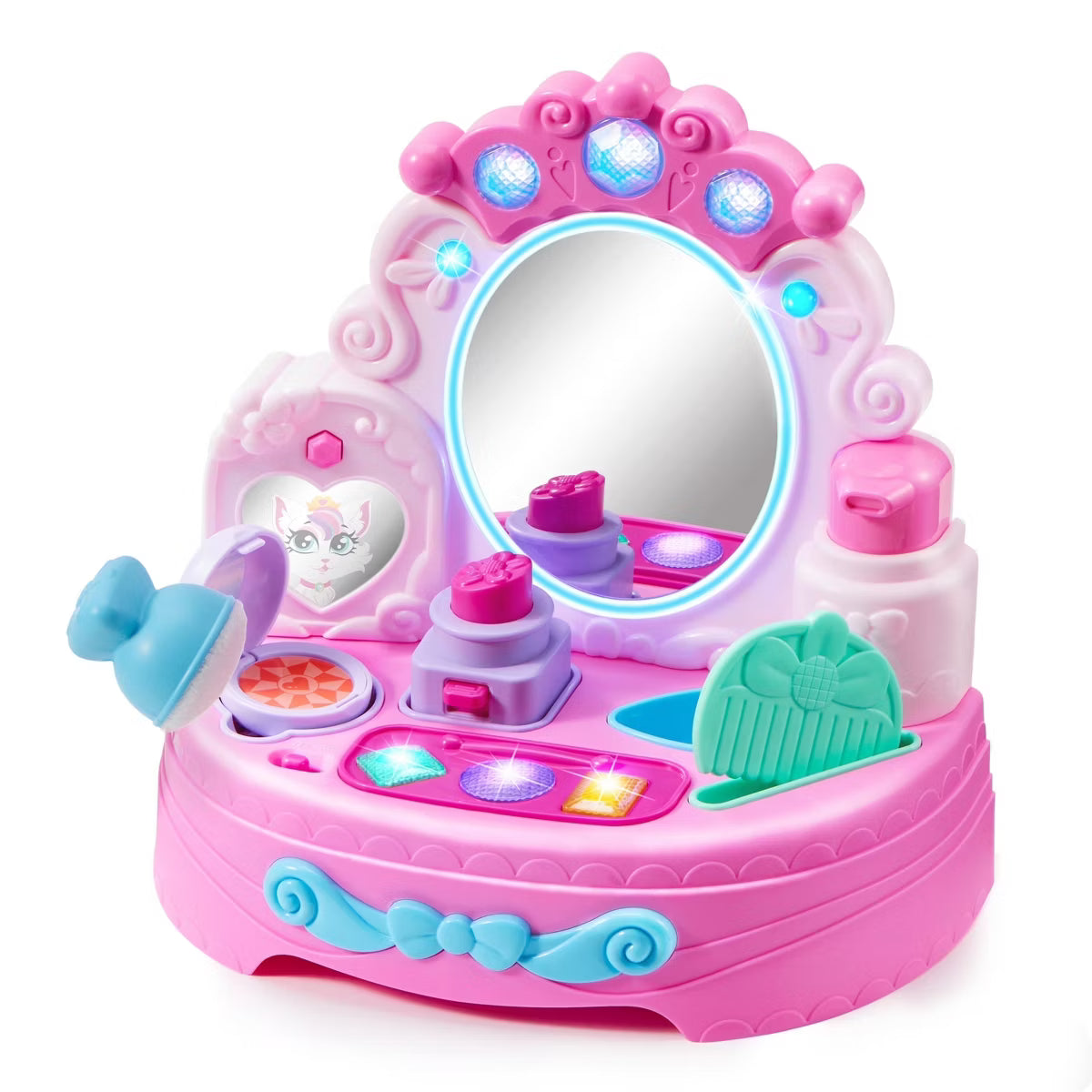 Joyfy Princess Vanity Mirror Toy, Interactive Pretend Vanity Set, Learn Musical Mirror Toy, Birthday Gift for 6 Months+ 1-5 Year Old Kids Girls