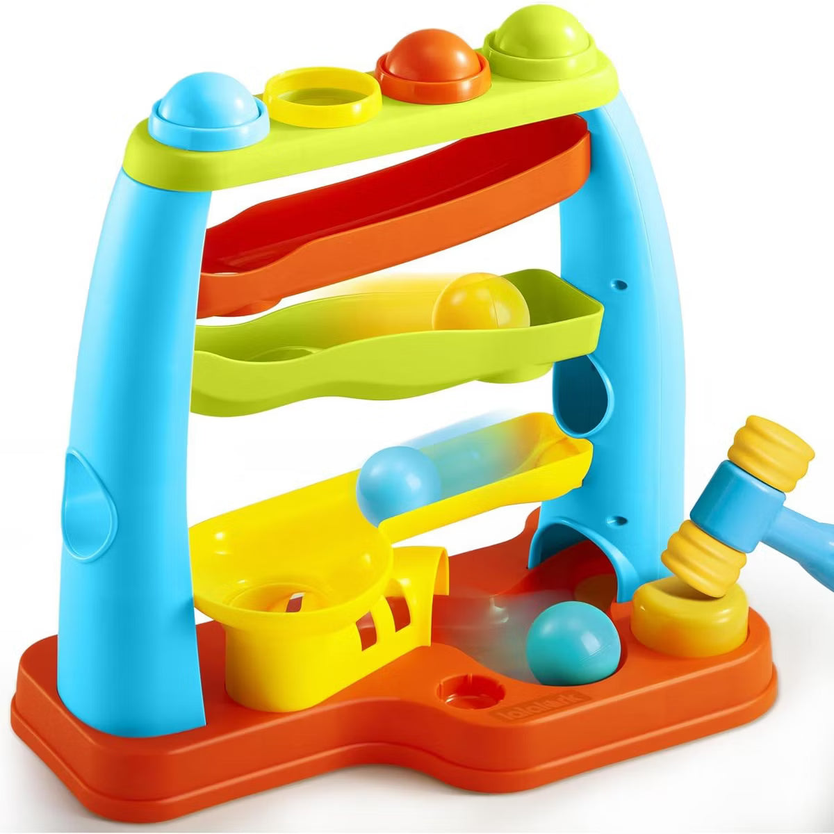 Joyfy Montessori Toy Kids Pound Ball Learning Station, Interactive Ball Drop Toy for Easy Grabbing, Birthday Christmas Gift for Baby Boy Girl
