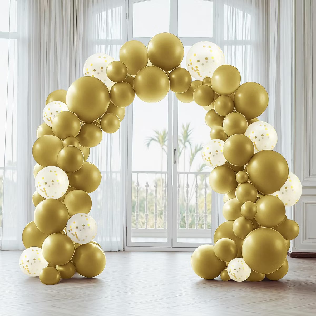 Joyfy 150Pcs Large Metallic Gold Balloon Arch Kit,18, 12, 10, 5-Inch Latex Balloons for Birthdays, Graduations, Weddings, Easter Holiday Decorations