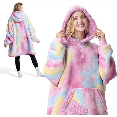 Joyfy Wearable Blanket Hoodie for Women, Oversized Flannel Fleece Sweatshirt Blanket with Pocket & Sleeves, Cozy Blanket Birthday Gifts for Adults