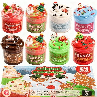 Joyfy 2026 24-Day Christmas Countdown Advent Calendar Slime Kit, Surprise Dessert-Themed Slimes - Charms, Xmax Party Favor, Gift for Kids