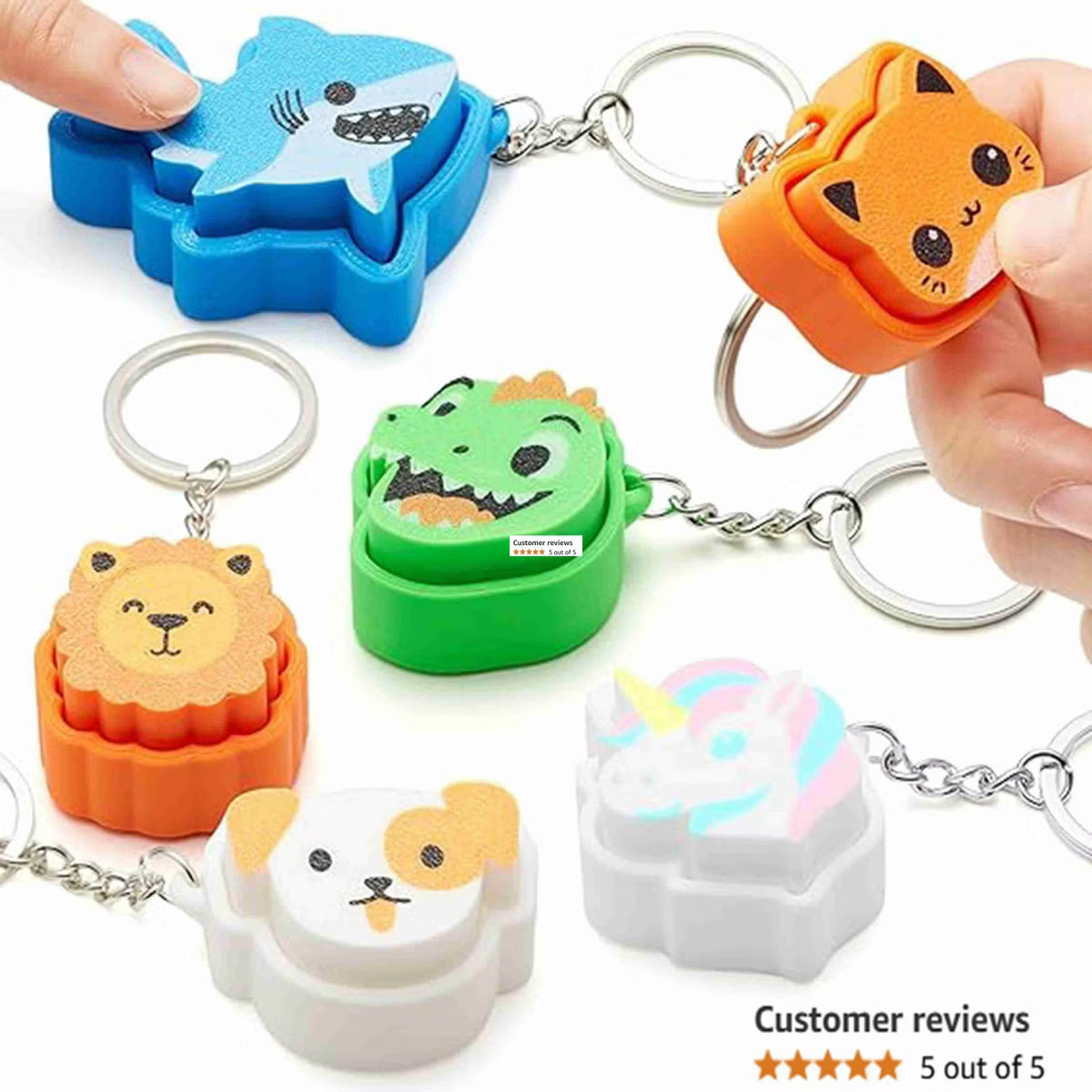 Joyfy 12 Pcs Animals Fidget Clicker Toys Sensory Fidget Toys Keychain for Relief Stress Anxiety Hyperactivity Birthday Gifts Goodie Bags Stuffers