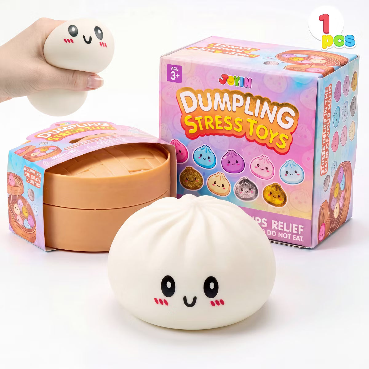 Joyfy White Stress Relief Toy, Basic Squeeze Stress Balls, Quick-Rising Squishy Fidget Sensory Toy for Adults and Kids, Birthday Gifts, Party Favors