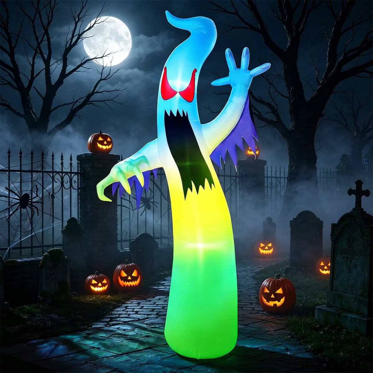 Joyfy 12 FT Tall Halloween Inflatable Ghost Decoration with Changing LED Lights for Halloween Outdoor Yard Garden and Indoor, Party Decorations
