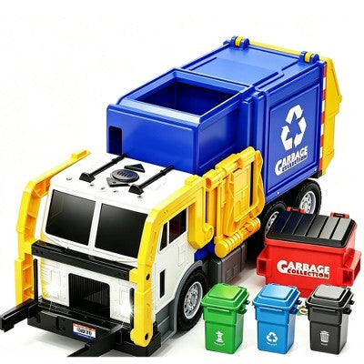 Joyfy 16" Large Garbage Truck Toys for Boys, Realistic Trash Truck Toy with Trash Can Lifter and Dumping Function, Birthday Gift for Boy Age 2-7