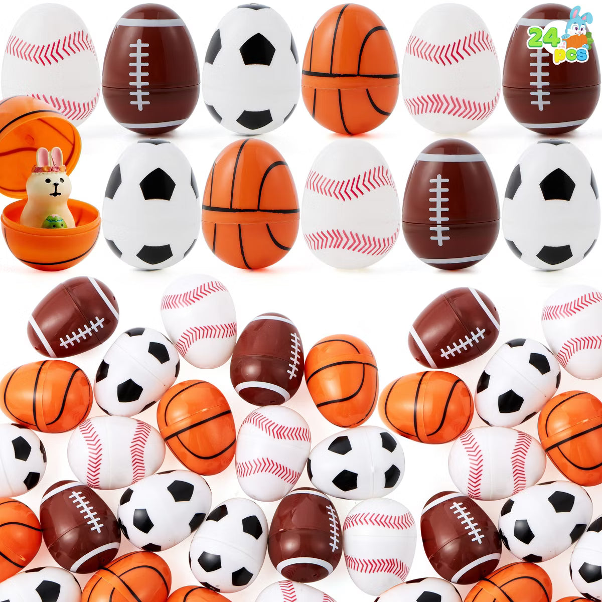 Joyfy 24Pcs Easter Eggs Shells for Easter Eggs Hunt Game Sports Balls Plastic Easter Egg Easter Theme Party Favor 2.36"