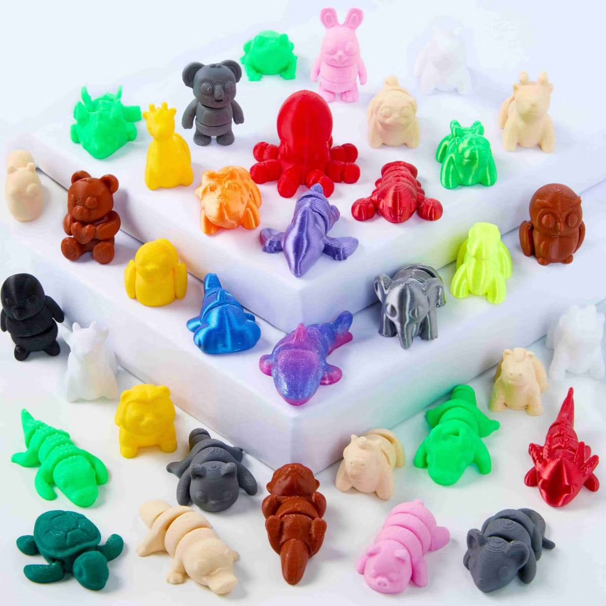 Joyfy 36 Pcs Mini 3D Printed Mix Animals Set, 36 Different Animals Toys - Cute Articulated Flexible Figurines Fidget Toys for Party Favors Birthday