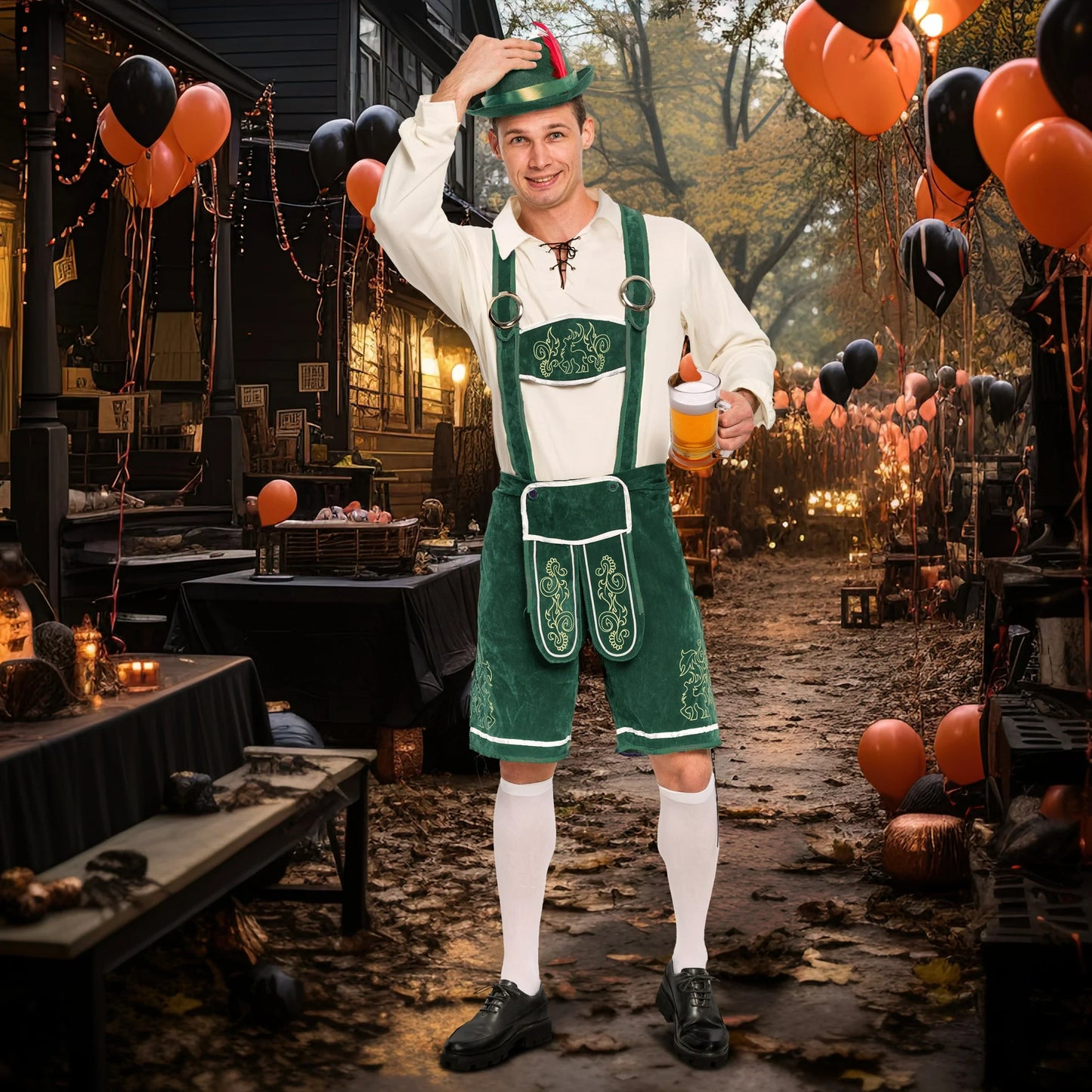 Syncfun Men's German Bavarian Oktoberfest Costume Set for Halloween Dress Up Party and Beer Festival
