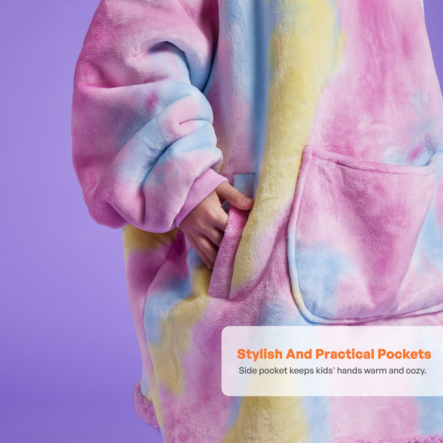 Joyfy Kids Wearable Blanket Hoodie, Warm and Cozy Flannel Sweatshirt for Gilrs and Boys Christmas Birthday Gifts