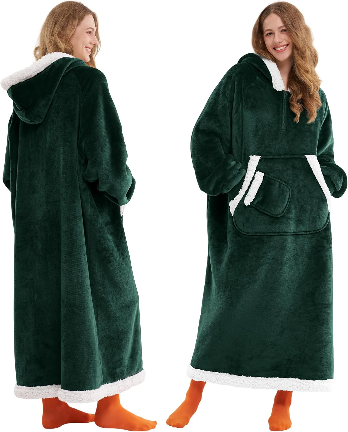 Joyfy Wearable Blanket Hoodie for Women Men Gifts for Women Mom Wife Sherpa Fleece Long Hooded Blanket Sweatshirt Cozy Sherpa Wearable Throw with Pocket & Sleeves for Adult