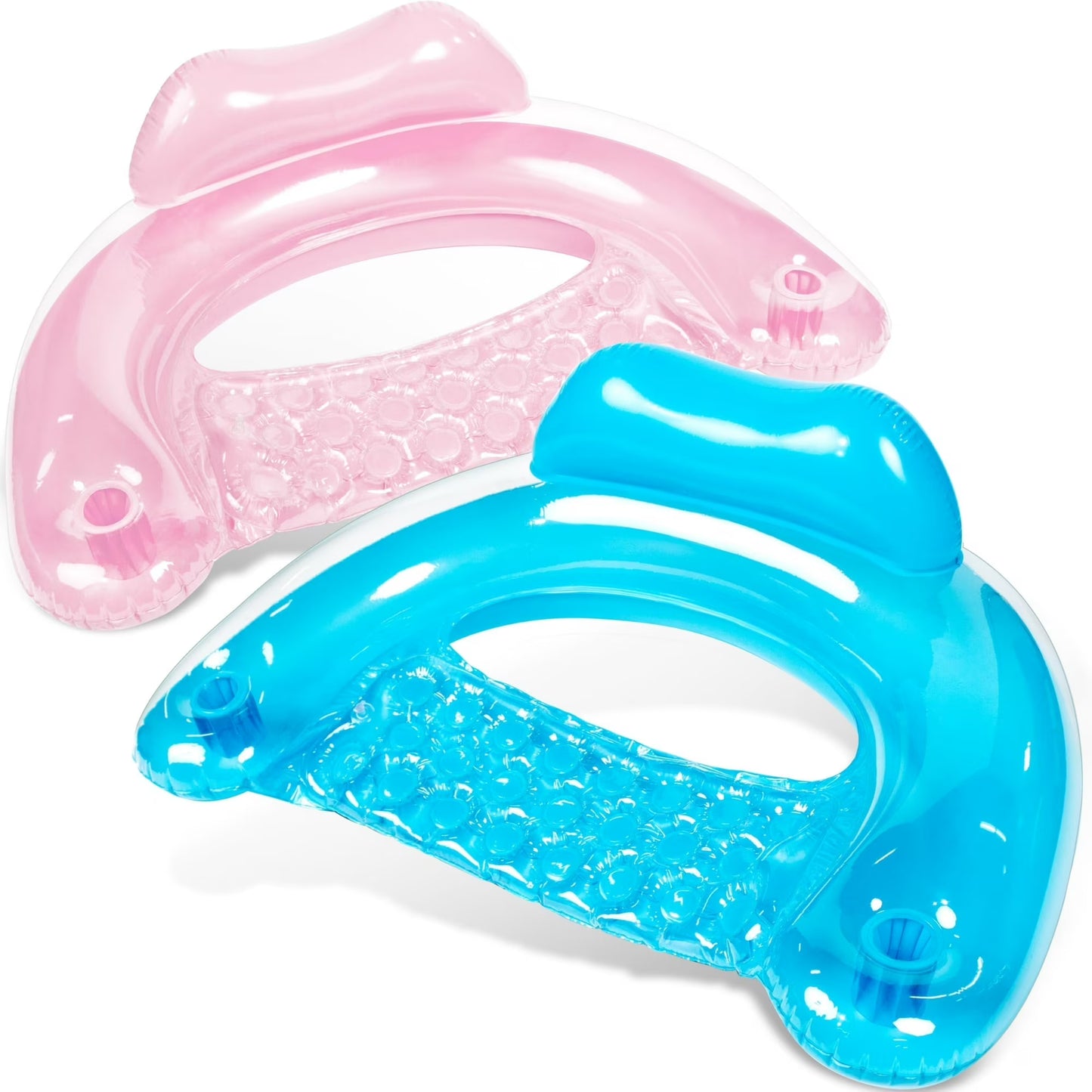 Syncfun 2 Pack Pool Chairs,Pool Floats for Adult with Cup Holders,Pool Noodle for Relaxing Summer Water Fun Swimming Party Beach,Blue&Pink
