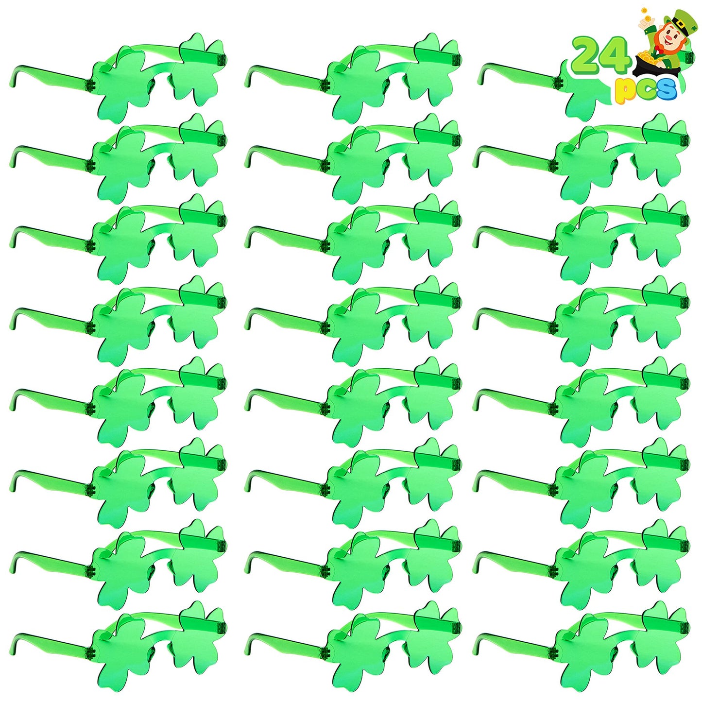 Joyfy 24 Pairs St.Patricks Day Shamrock Sunglasses,Shamrock Glasses Clover Eyewear,St Patrick Accessory Party Favor Supply