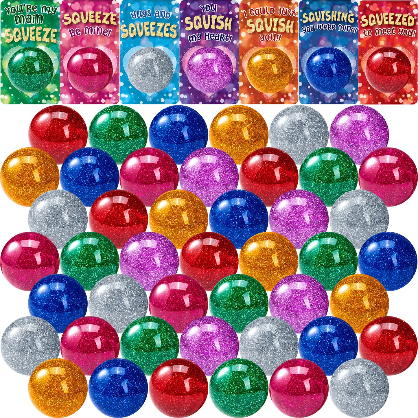 28 Packs Valentine's Day Stretchy Balls with Cards, Classroom Exchange Gift for Kids, Valentine's Party Favors, Classroom Holiday Reward Prizes, Stress Relief Stretch Balls