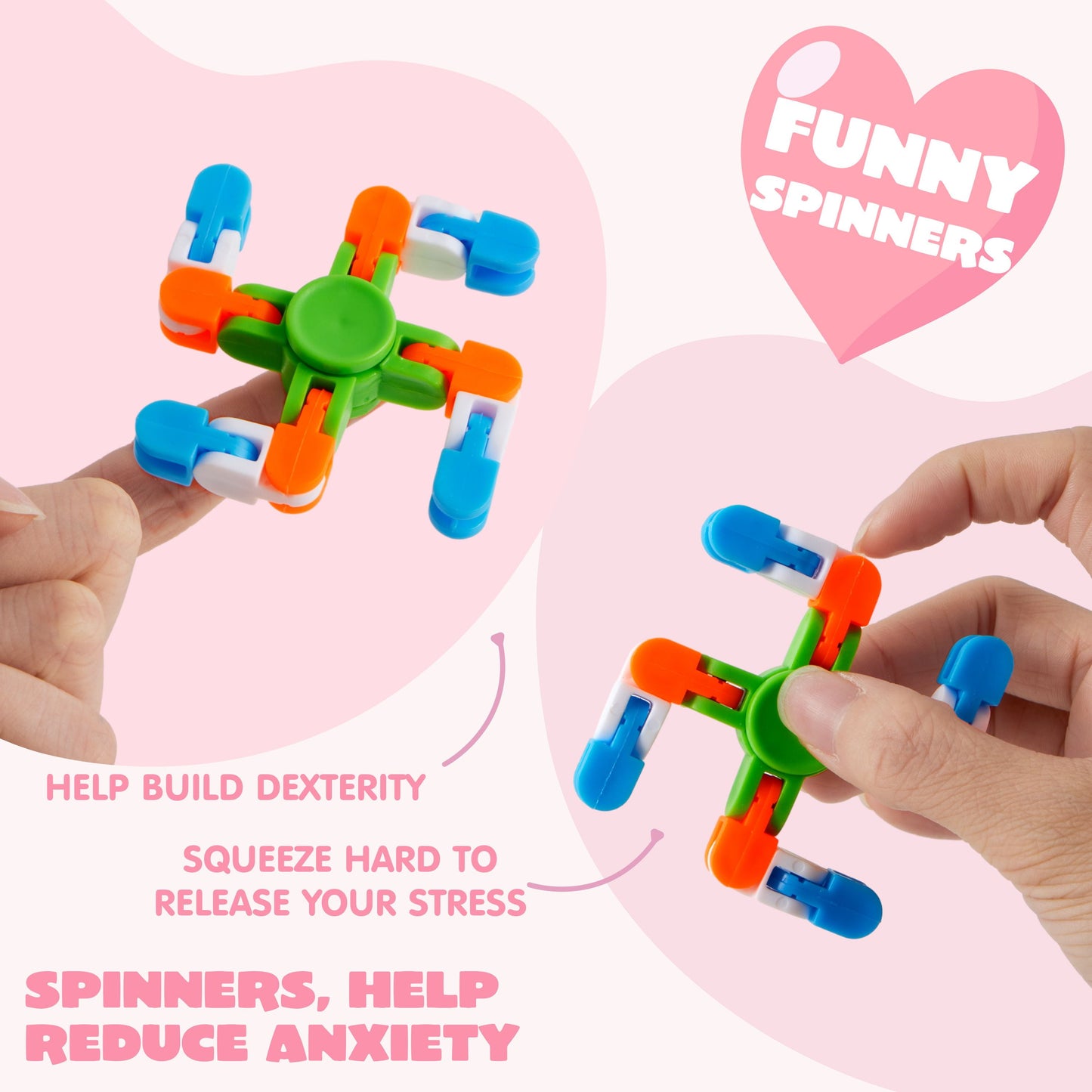 30 Packs Valentine's Day 6-Design Gift Cards with Fidgets Spinners, Deformable DIY Spinners Fingertip, Stress Relief Fidget Toys for Kids and Valentine's Party Favors, Classroom Gift Exchange