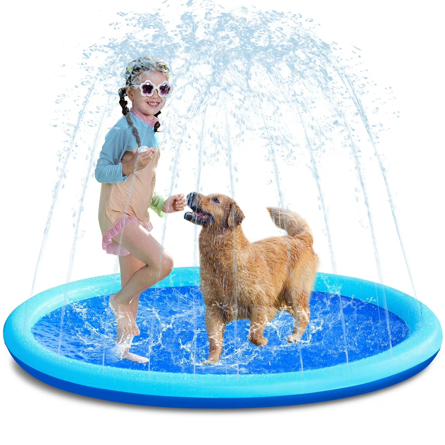 Syncfun 5ft Splash Pad Sprinkler,Non-Slip Outdoor Water Toys Play Mat for Toddlers Kids Dogs,Outside Thickened Sprinkler for Girls Boys Pets
