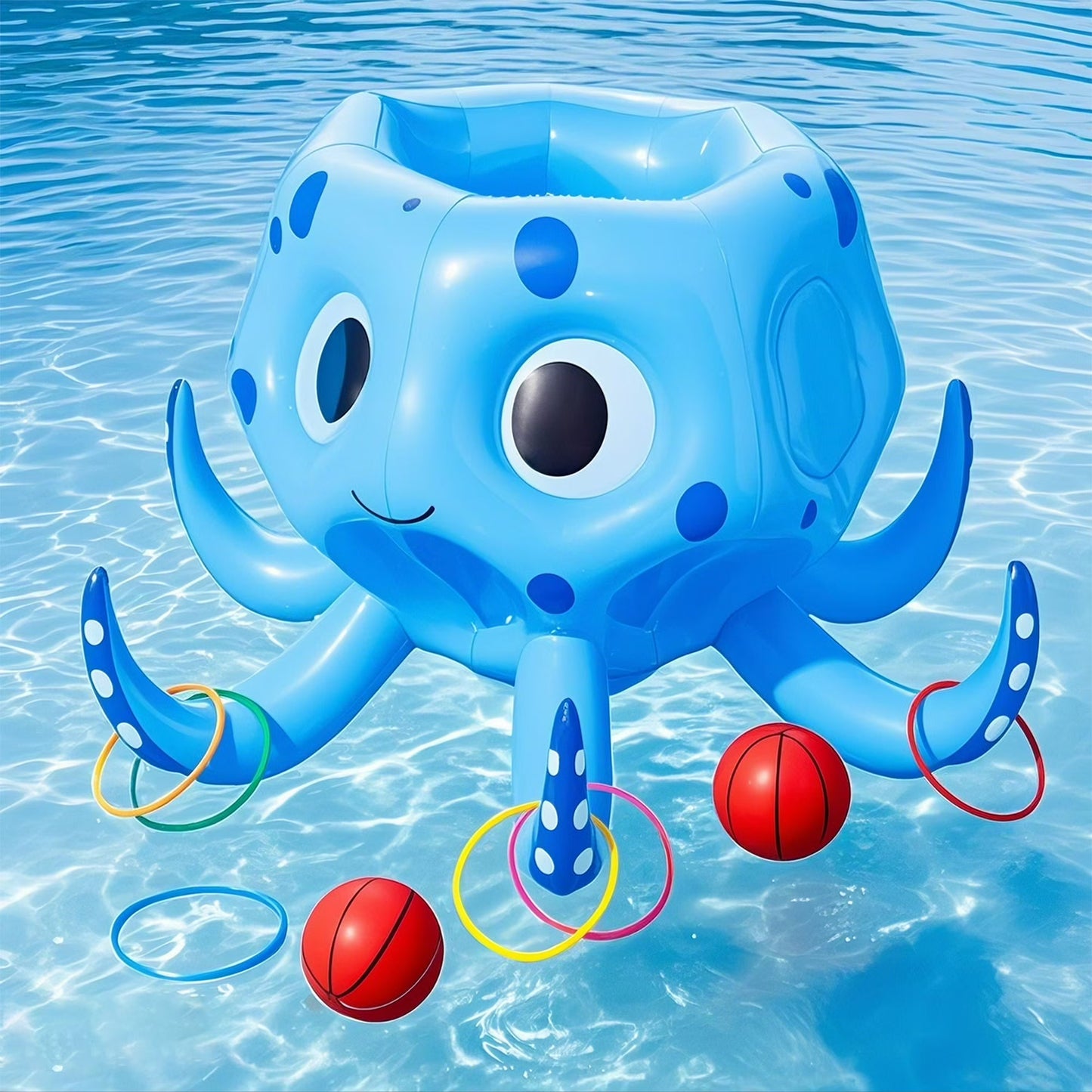 JOYFY Inflatable Octopus Basketball Hoop with Toss Game Set