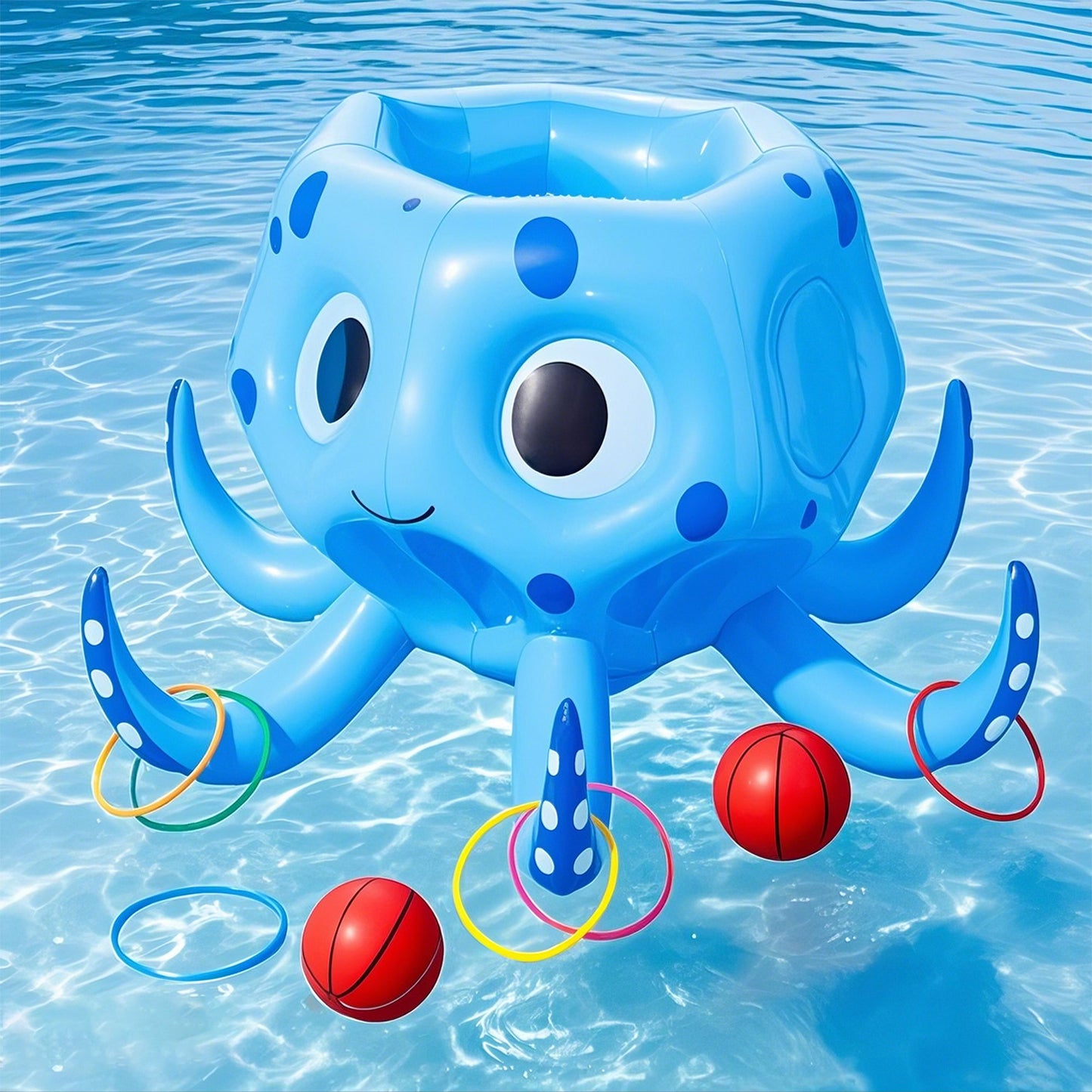 SYNCFUN Inflatable Octopus Basketball Hoop with Toss Game Set