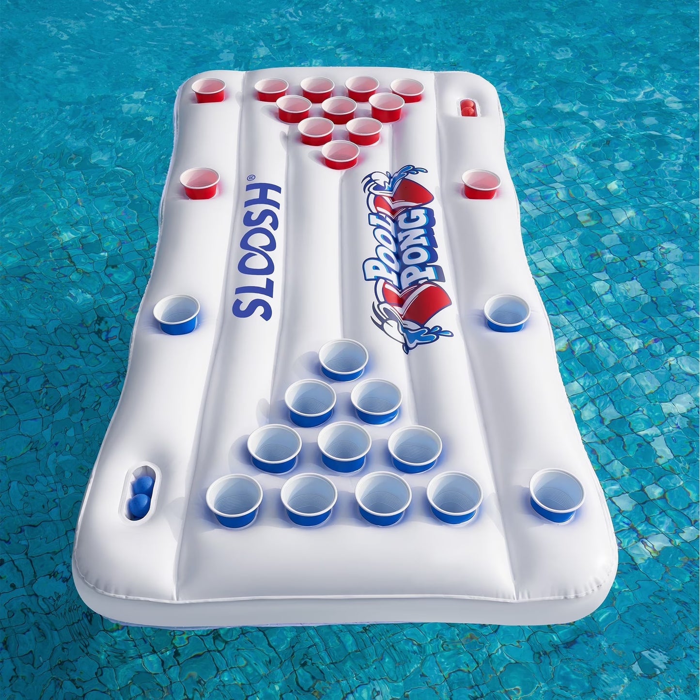 Syncfun Inflatable Pool Bars Cooler, Inflatable Cooler Inflatable Pong Table Pool Games for Adults,6x3 FT with 10 Pong Balls and Cup Holders No Cups Included