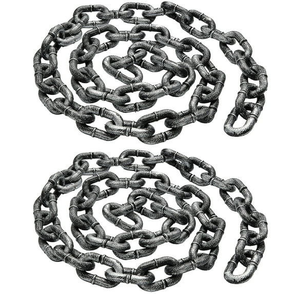 Joyfy 2 Packs Halloween Chains, 6 Feet Plastic Chains Props Fake Chain Link Prop for Costume Party Decoration, Dress-up Party, Halloween Cosplay Accessories