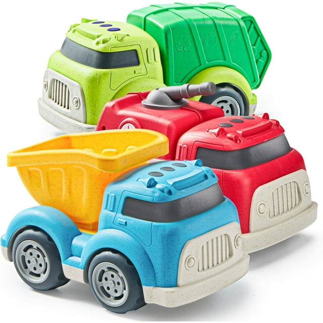 Joyfy 3 Pack 6.7" Big Trucks for Toddlers Includes Garbage Truck, Dump Truck and Fire Truck, Truck Car Toys Gift for Boys Kids, Easter Christmas Birthday Gifts for Boys Girls
