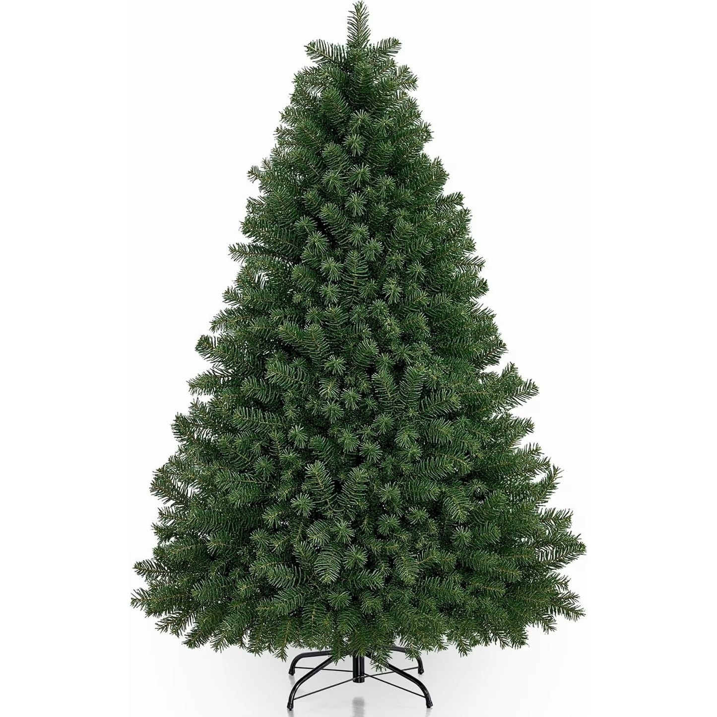 Joyfy 6 ft Full Size Christmas Tree, Green Artificial Xmas Tree with Hinged Branches Includes Metal Stand & Gloves,Easy Setup Fake Looks Real for Christmas Festive Apartment Indoor Decor