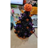 Joyfy 9 in Ceramic Tree with Orange Pumpkin Over 35 Multicolor Bulbs LED Light Up by Battery