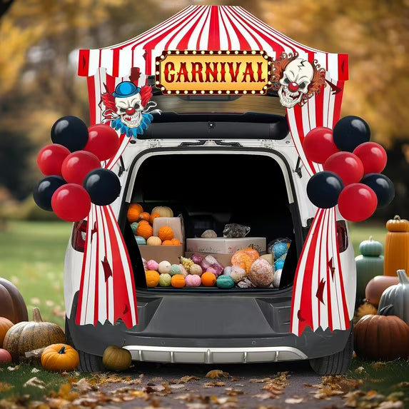 Joyfy Halloween Car Decoration Kits,Circus Carnival Clown Design, LED Lights Boards Stickers for Haunted House Door Archway Entryway