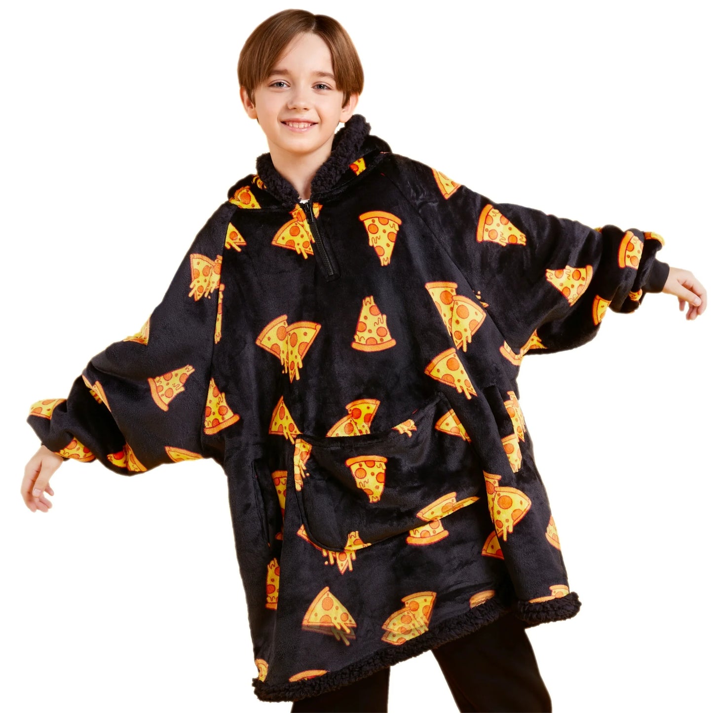 Joyfy Kids Wearable Blanket Hoodie, Warm and Cozy Flannel Sweatshirt for Gilrs and Boys Christmas Birthday Gifts