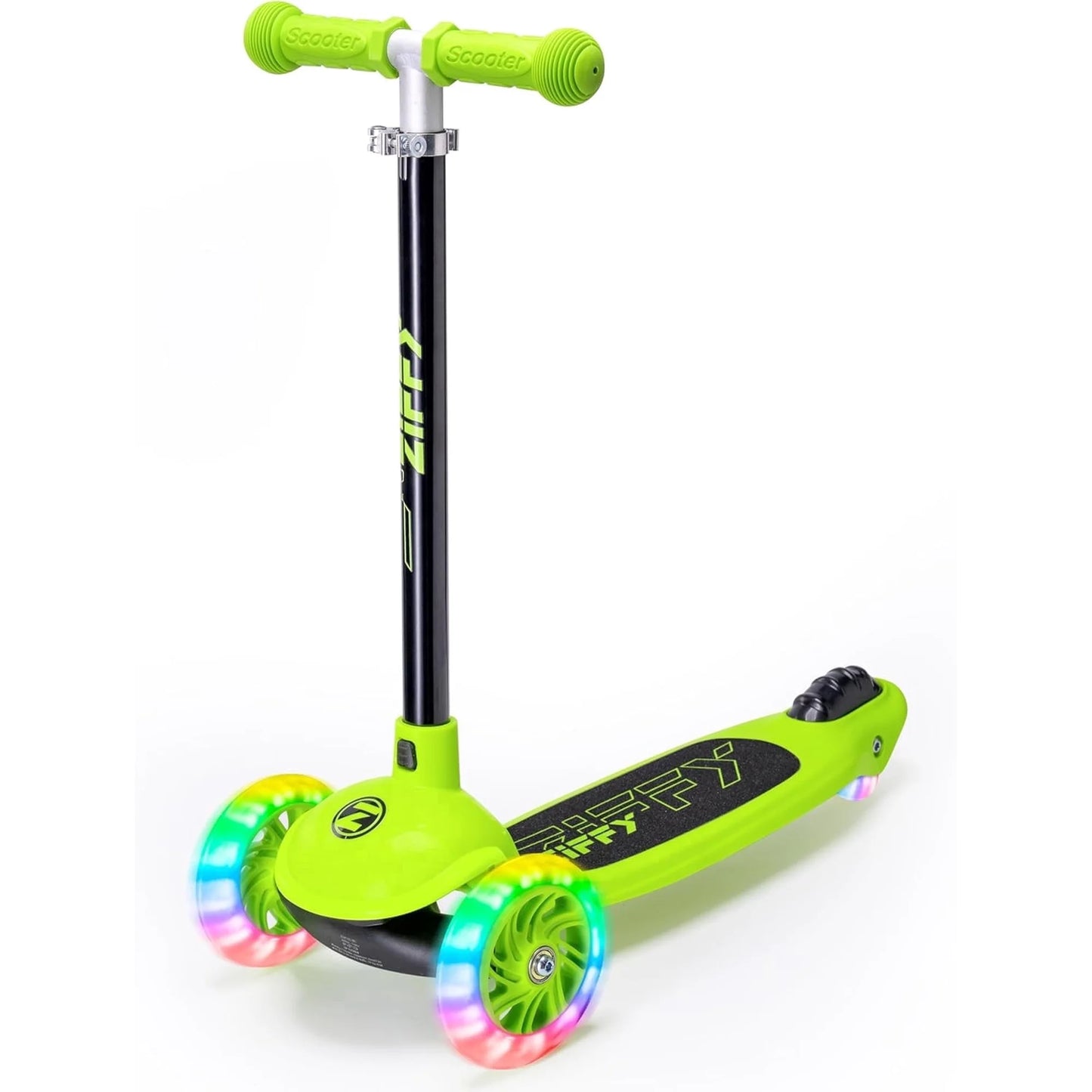Multicolor ZIFFY 3 Wheel Scooter for Kids 3-5, Toddler Kick Scooter with LED Light-Up Wheels for Boys and Girls - 5 Adjustable Heights, Lean-to-Steer Design, Supports up to 110 lbs