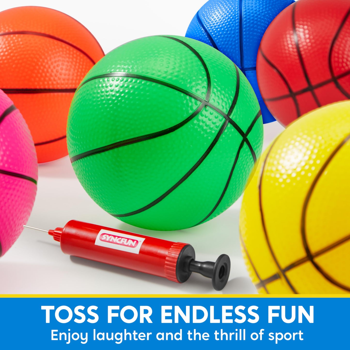 SYNCFUN 6 PCS Mini Basketballs, 5 inches Colorful Small Basketball for Basketball Hoop, Inflatable Rubber Ball, Sports Toys Gift for Toddlers and Teenagers (6 Colors)