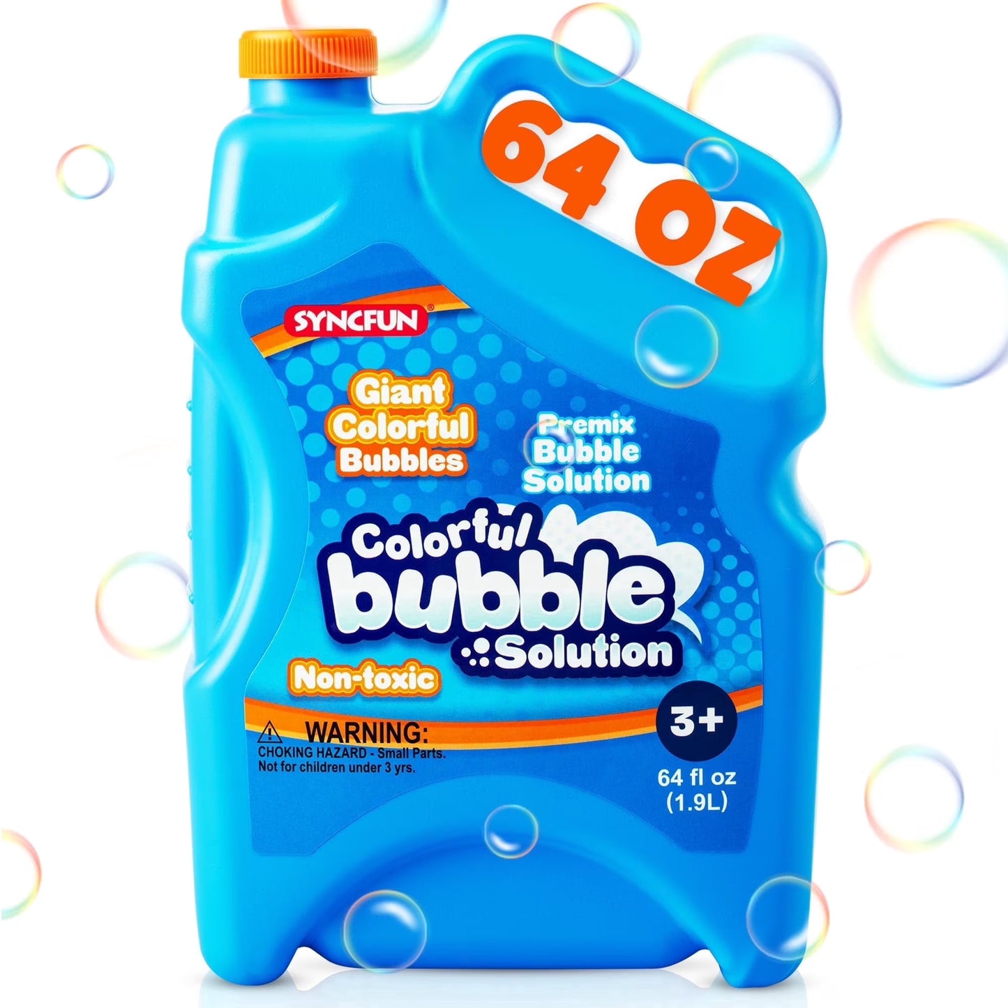 SYNCFUN 64oz Bubble Solution Refill - Premixed for Bubble Machine & Toys, Kids Outdoor Fun | Easter, Summer