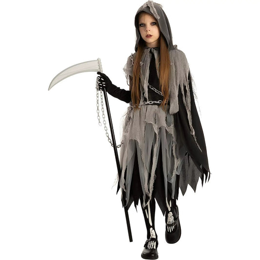 Spooktacular Creations Grim Reaper Girl Costume Glow in the dark for Halloween Role Play for 12-14 Years