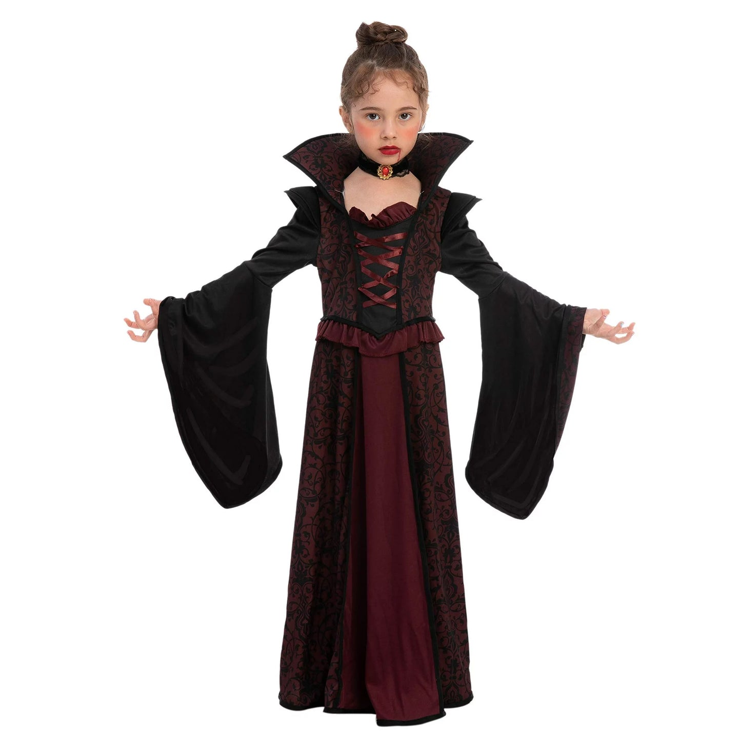 Spooktacular Creations Royal Vampire Costume Set for Girls Halloween Dress Up Party, Role-Playing, Carnival Cosplay, Vampire-Themed Party for 8-10 Years Old
