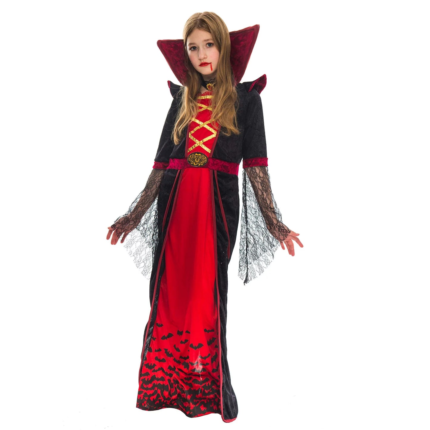 Spooktacular Creations Royal Vampire Costume for Girls, Halloween Gothic Set for Victorian Vampiress Queen Dress UP Party, XL