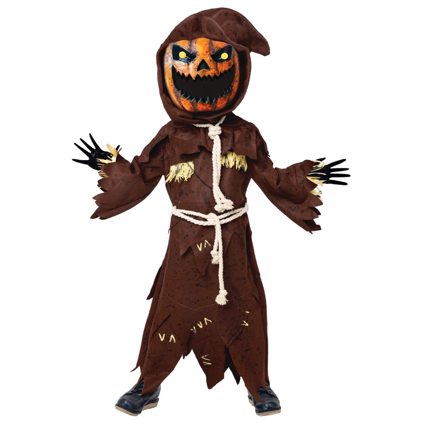 Spooktacular Creations Scary Scarecrow Pumpkin Bobble Head Costume Pumpkin Halloween Mask for Child Juniors Role-Playing (M)