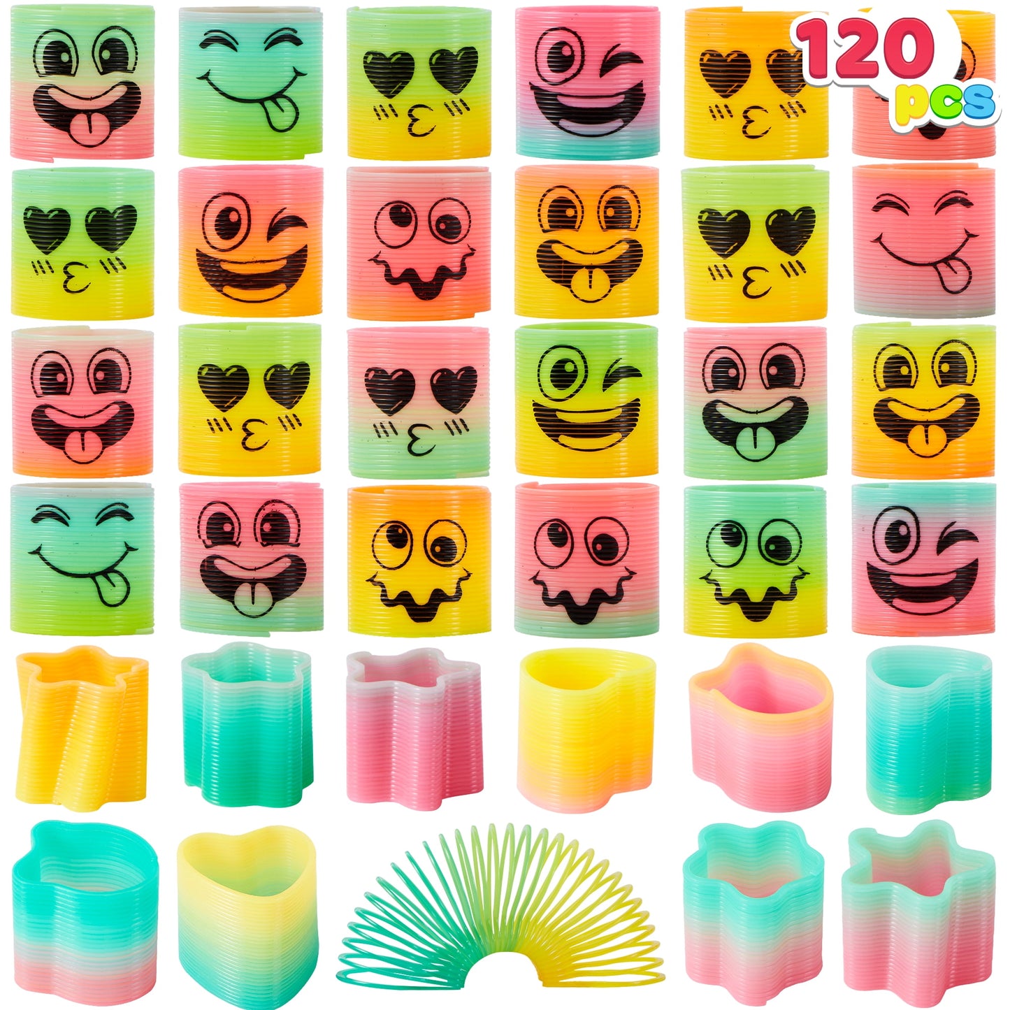 Joyfy 120 Pcs Mini Slinky Toy Rainbow Spring Party Favor for Kids Goodie Bags Plastic Fidget Stress Coil Toys for Carnival Prize Birthday, Pinata Stuffers